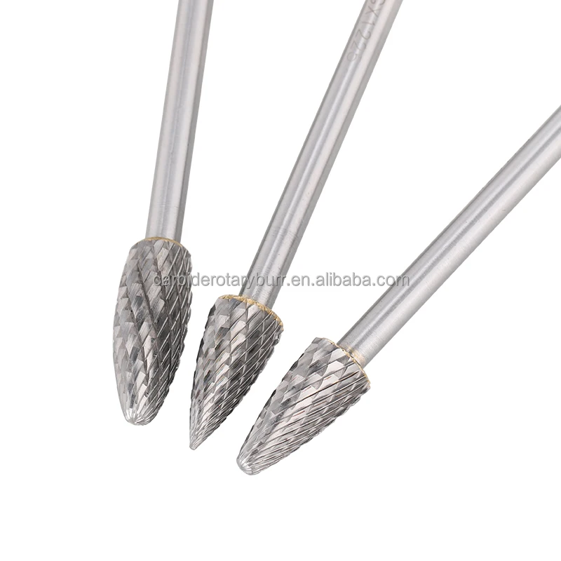 5pcs 12mm diameter 6mm Shank Double Cut tungsten carbide  files burrs 1/4 inch  rotary carbide burr set long