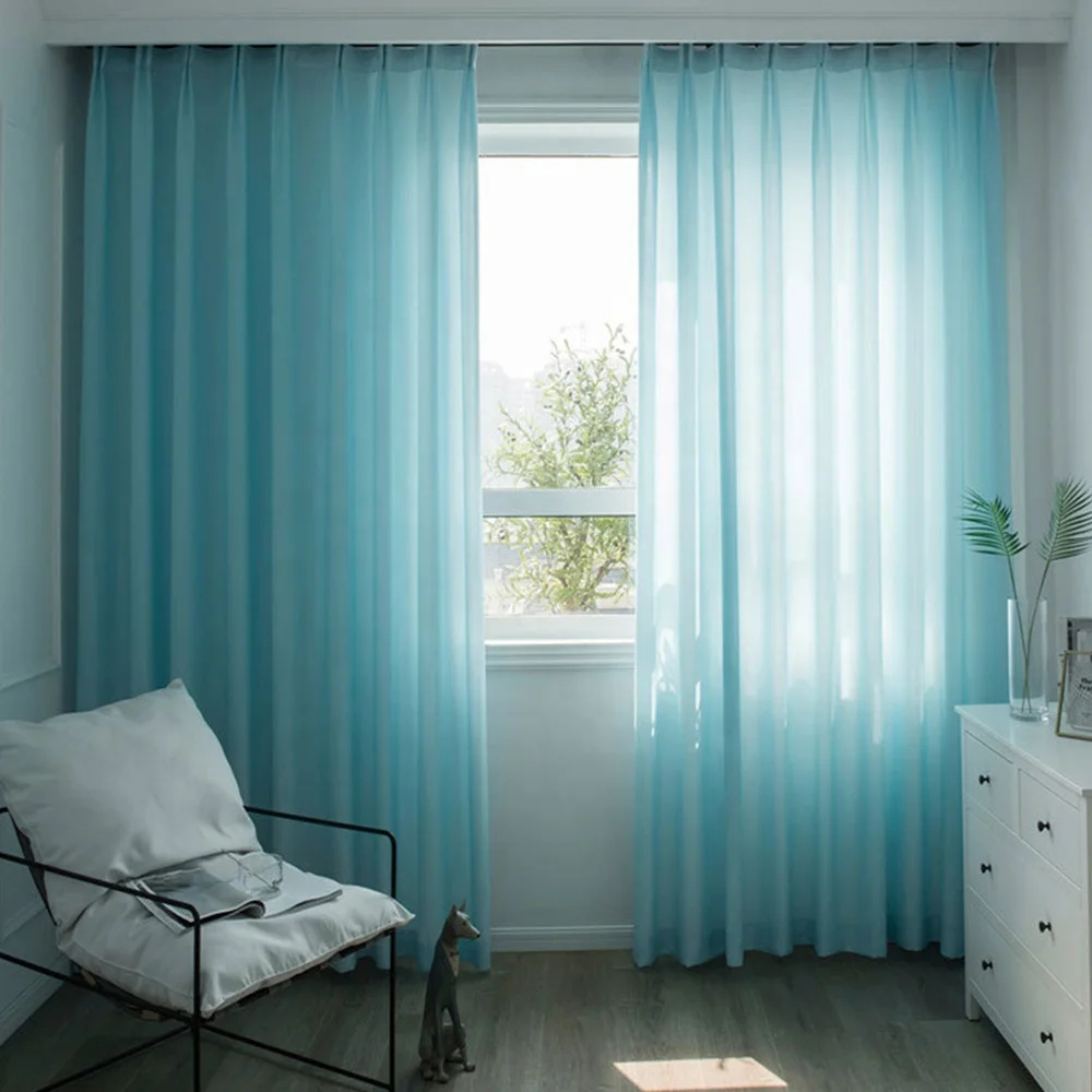 Solid cheap Chenille thin soft transparent white grommet rod pocket voile window glass door sheer wedding decoration curtains