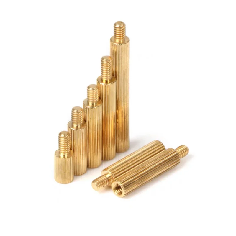 Brass Copper Knurled Round Female To Female Standoff M2 Threaded Thought Hole Pcb Spacer