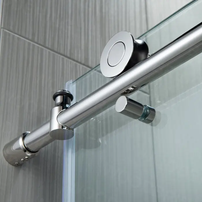 Bathroom chrome brushed nickel stainless steel sliding door swing door frameless show room