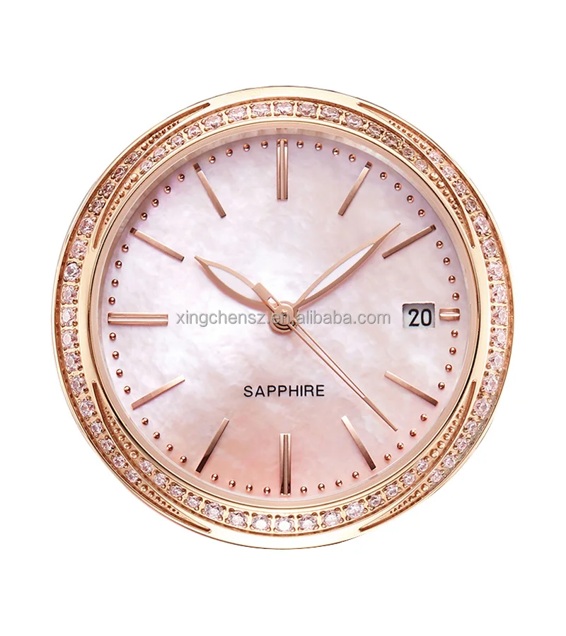 Strong luminous hands rose gold color pearl dial leather strap diamond  waterproof women quartz wrist watches