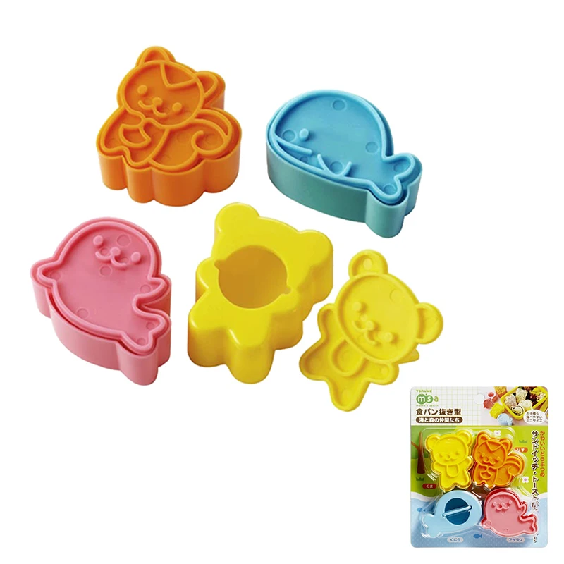 Cake Tool Plastic Kids Bread Sandwich Cutter 4 Pieces Animal Shape Plastic Sandwich Cutter Set For Kids