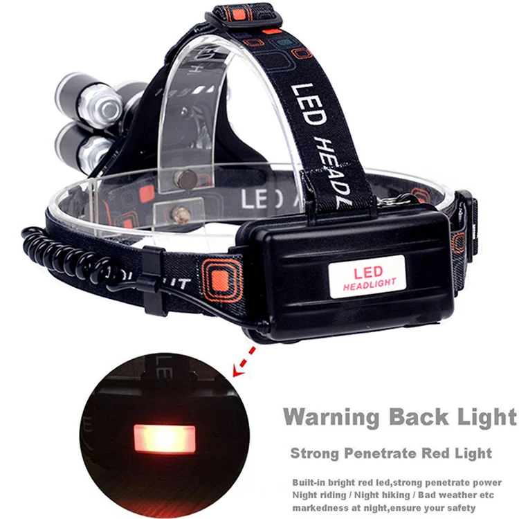 Самый мощный суперъяркий водонепроницаемый налобный фонарь 5000 лм дальнего действия для кемпинга 5 T6 светодиодный налобный фонарь перезаряжаемый налобный фонарь