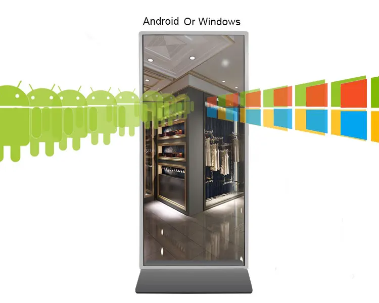 OEM ODM 32 43 50 55 дюймов Smart Touch Android Mirror Signage с датчиком движения рекламное оборудование