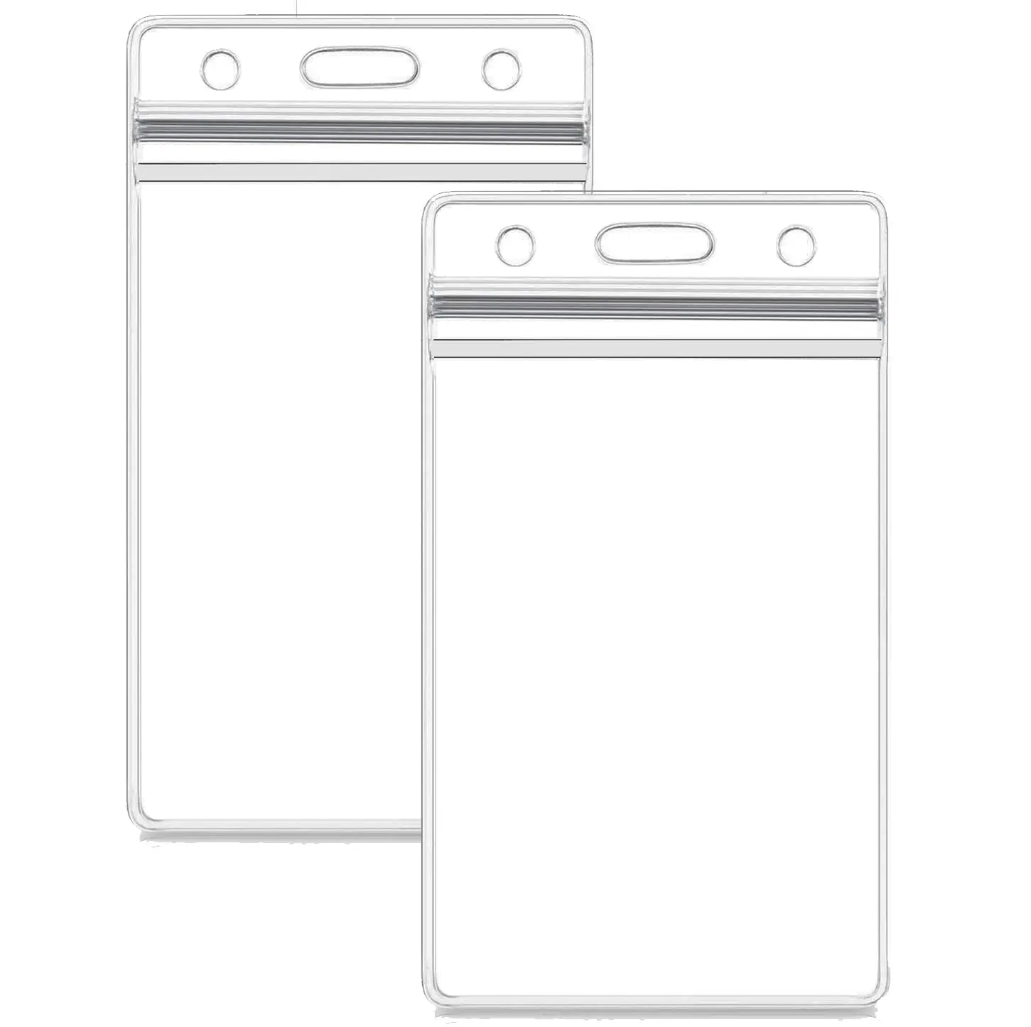 Rigid Vertical ID Badge Holders Sealable Waterproof Clear Soft Plastic Holder For Credit card