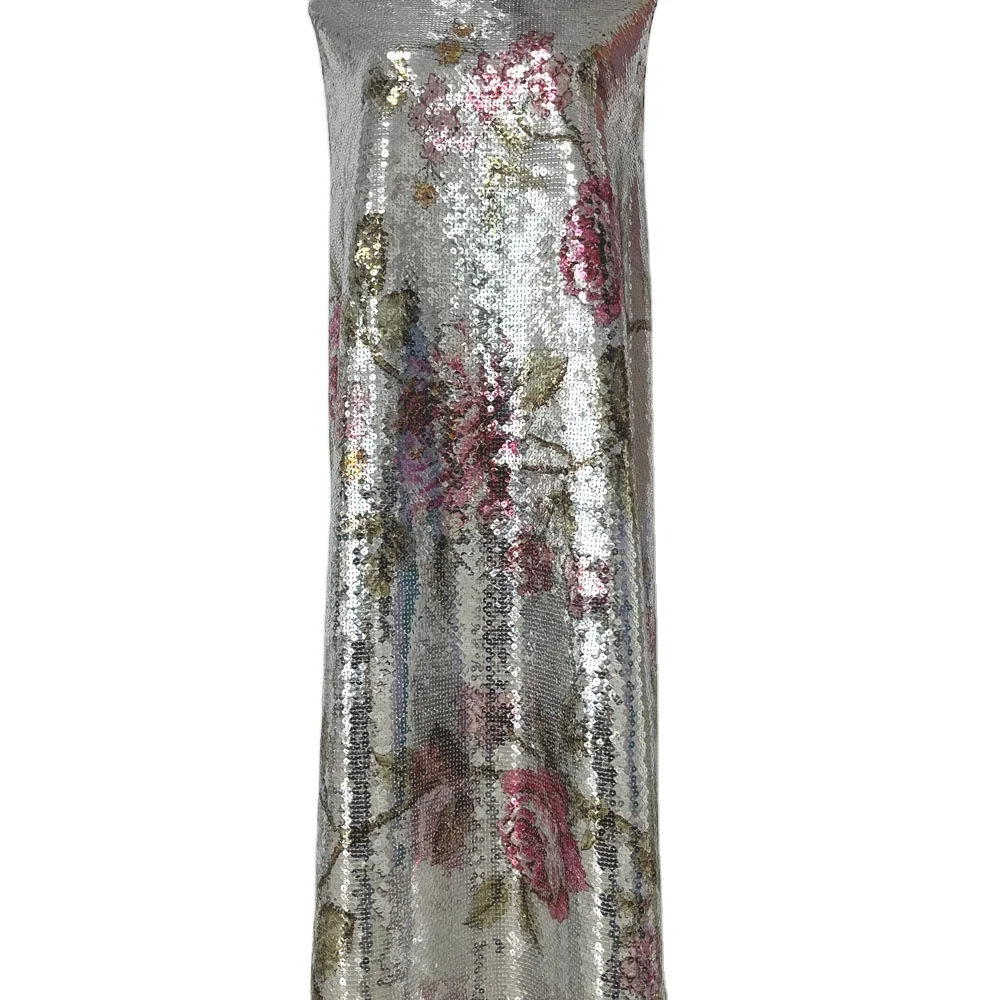 2023 new arrival mesh printed fabric sequin embroidered fabric for party dress
