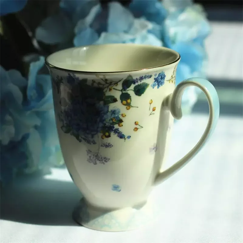 350ml Porcelain Footed Mug Assorted with Gold Trim Floral Mugs Porcelain Bone China Tea Mug