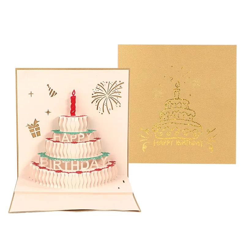 Birthday Card Sound Recording,3D Pop Up Cake Card,Singing and Glowing Happy Birthday Cake Greeting Cards