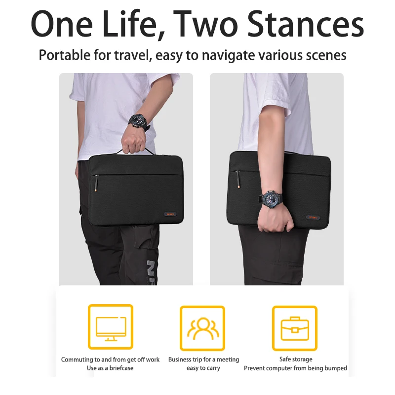 WiWU Custom Logo 15.6 Inch Laptop Sleeve Drop-Proof For Macbook Stylish Nylon Computer Case Bag For Business And Travel