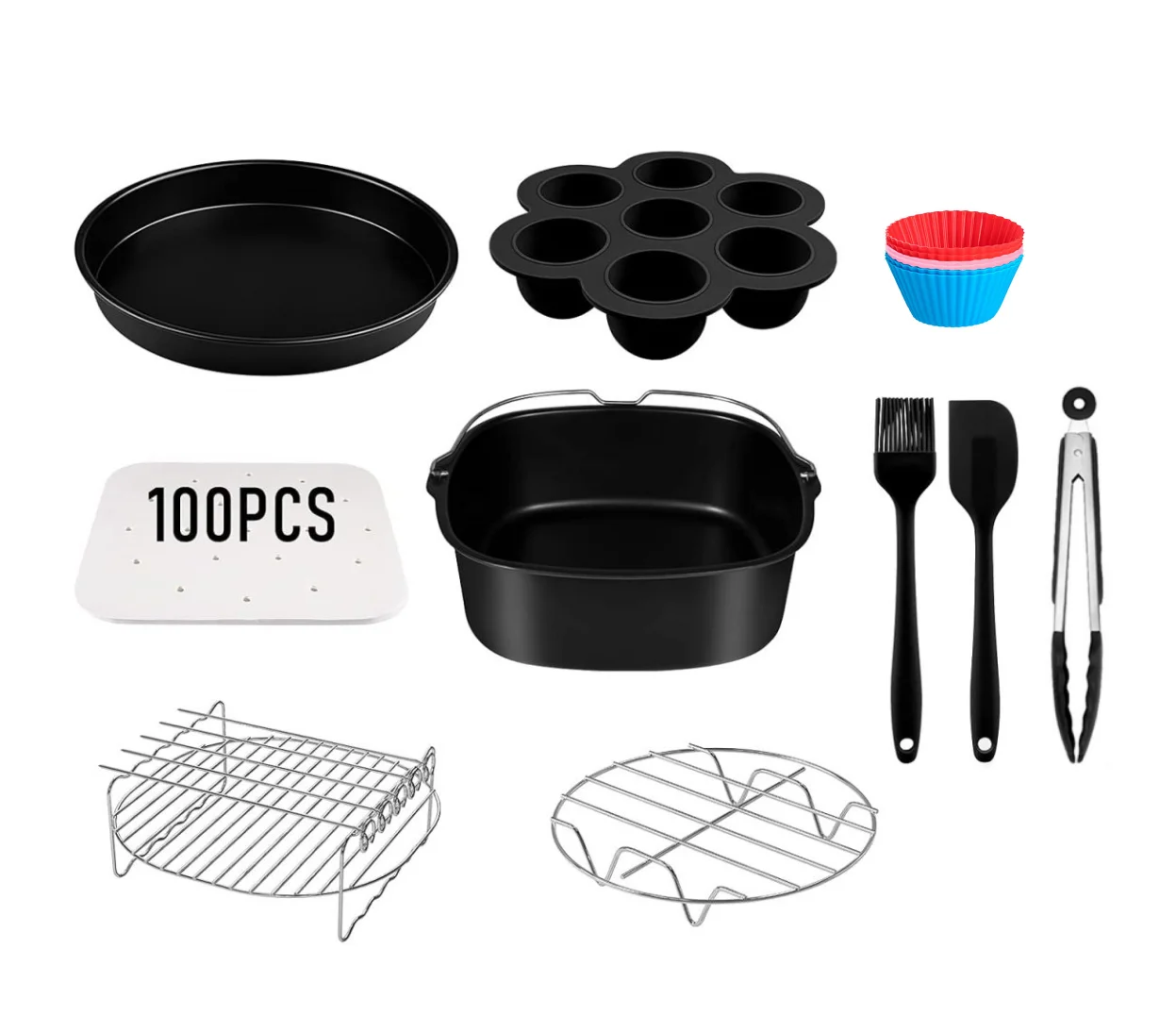 Hot selling 10 Piece air fryer Square Accessories set 5.8 Qt 6.0 Qt Larger pot