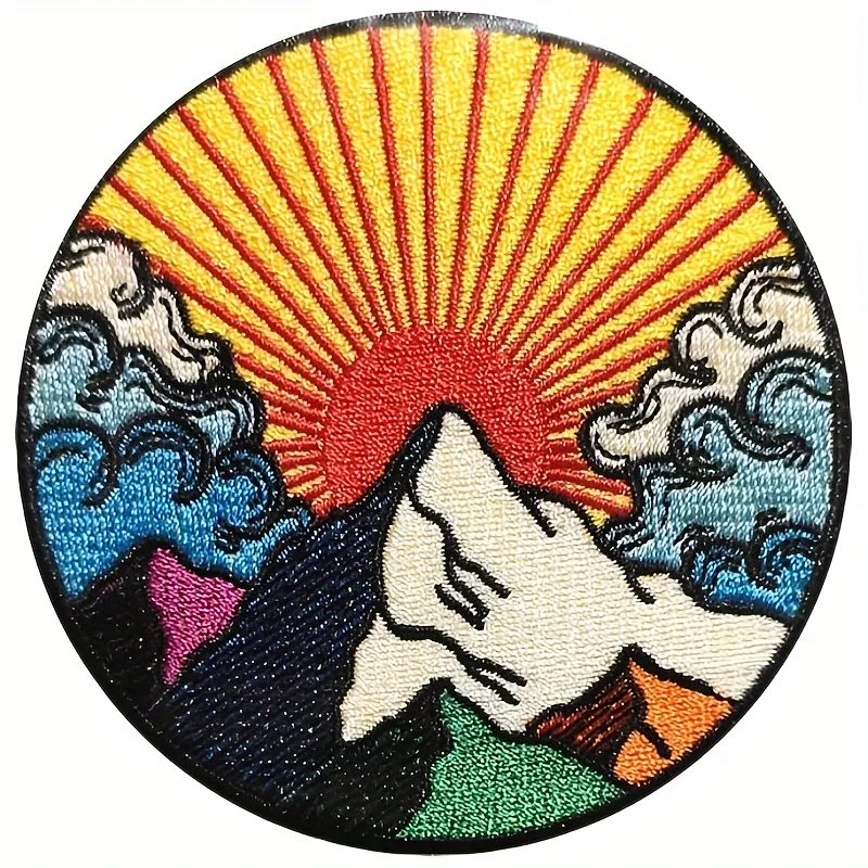 Mountain-Adventure-Patches embroidery promotion Sun And Moon Nature Space Hiking Explore Adventure Travel