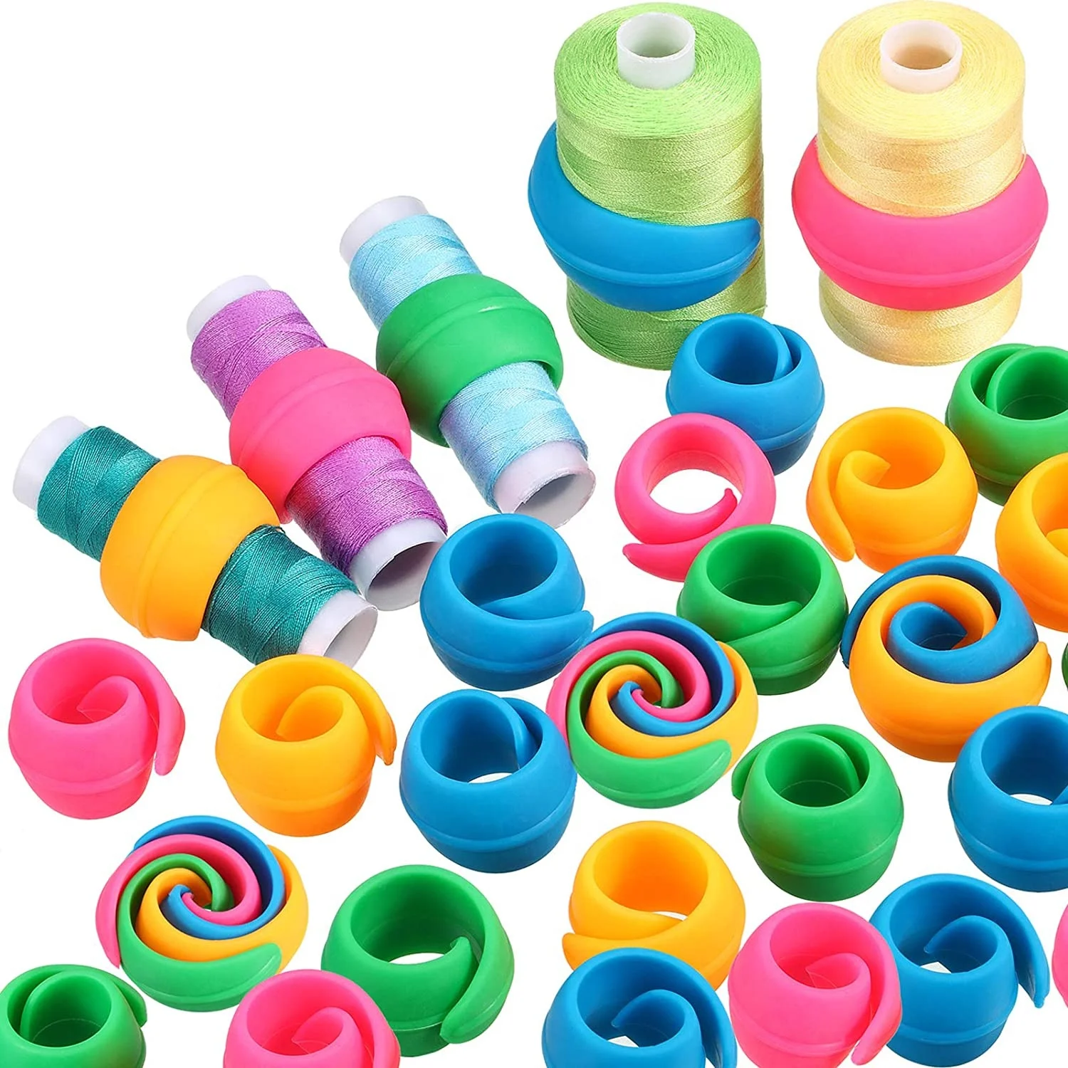 Multicolor Spool Huggers Thread Spools Savers Silicone Bobbin Holders for Spools of Thread