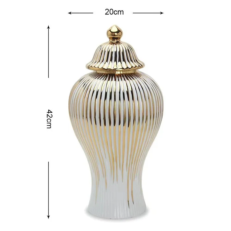 European Simple Electroplated Gold Ceramic Vase Hotel Decoration Wedding Vase Ginger Jar