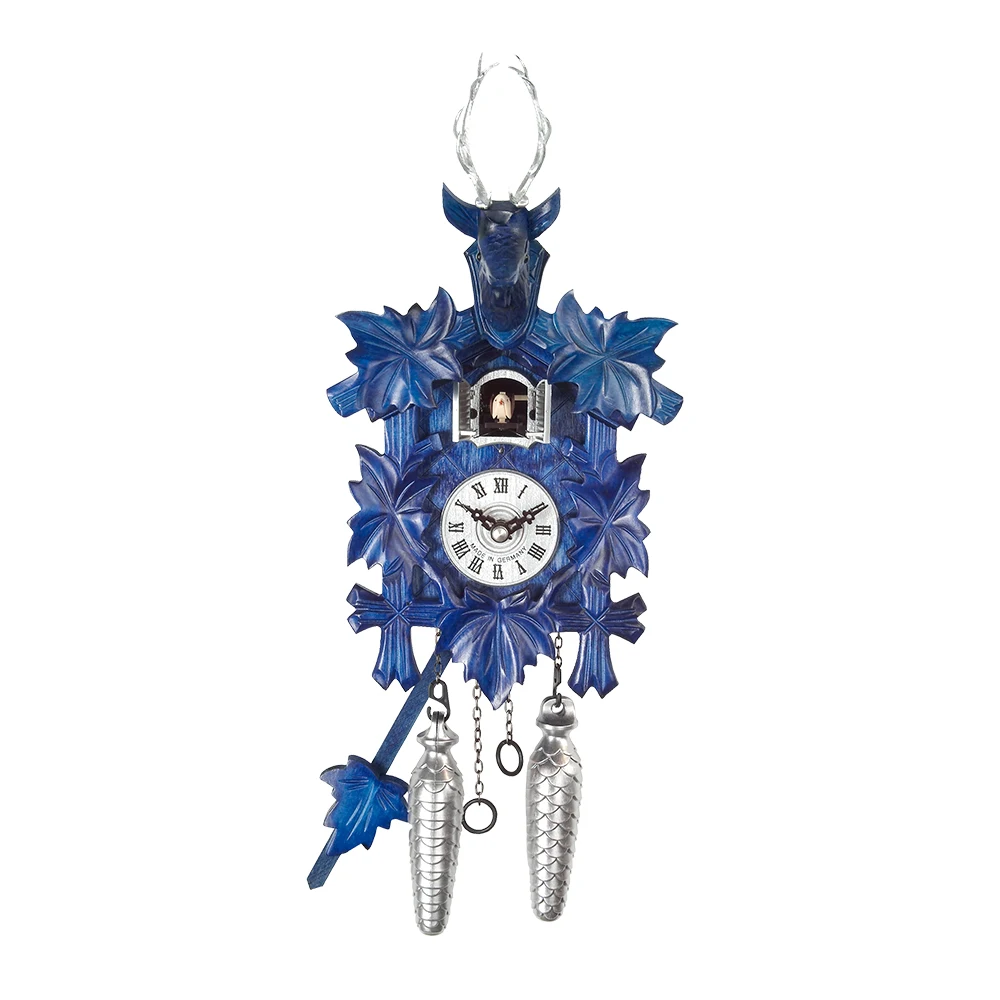 Germany Excellent Quality Specialty 5 Leaf Cuckoo Clock With Deer In Blue With Music For Home Decoration
