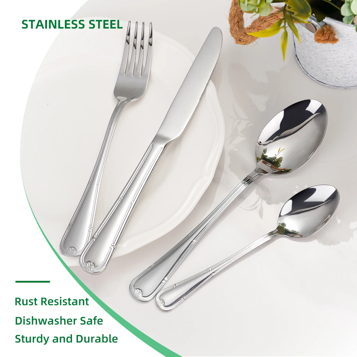 Middle East 4/36/144-Pce Wholesale Silverware Stainless Steel Mirror Polishing Silver Flatware Knife Spoon Fork Cutlery Set