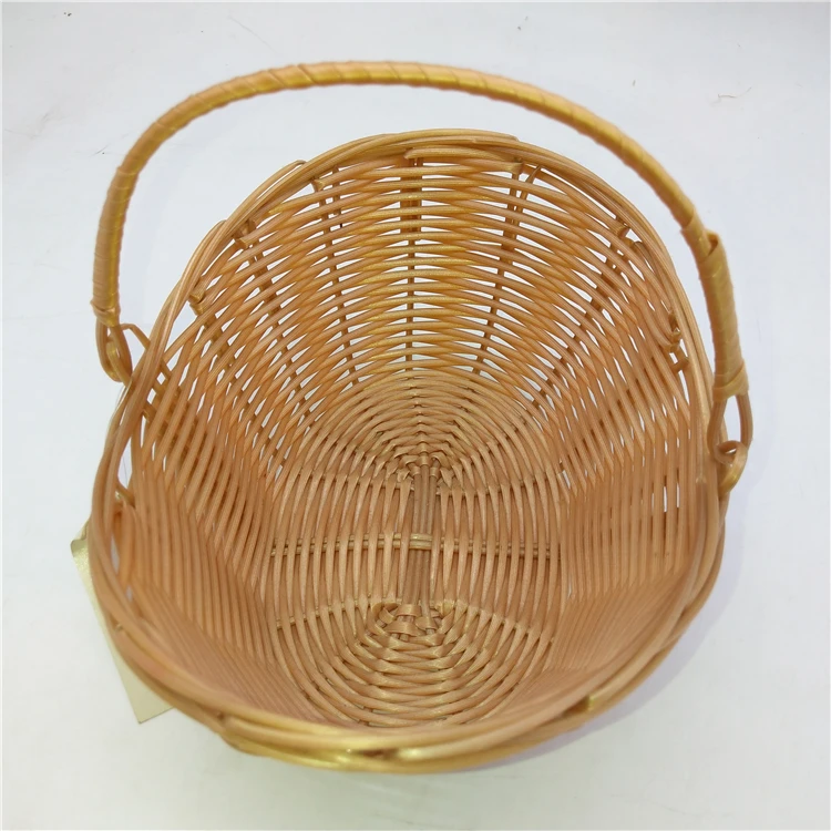 High Quality Creative Plastic Rattan Serving Tray In Braided Storage Handle Basket For Home