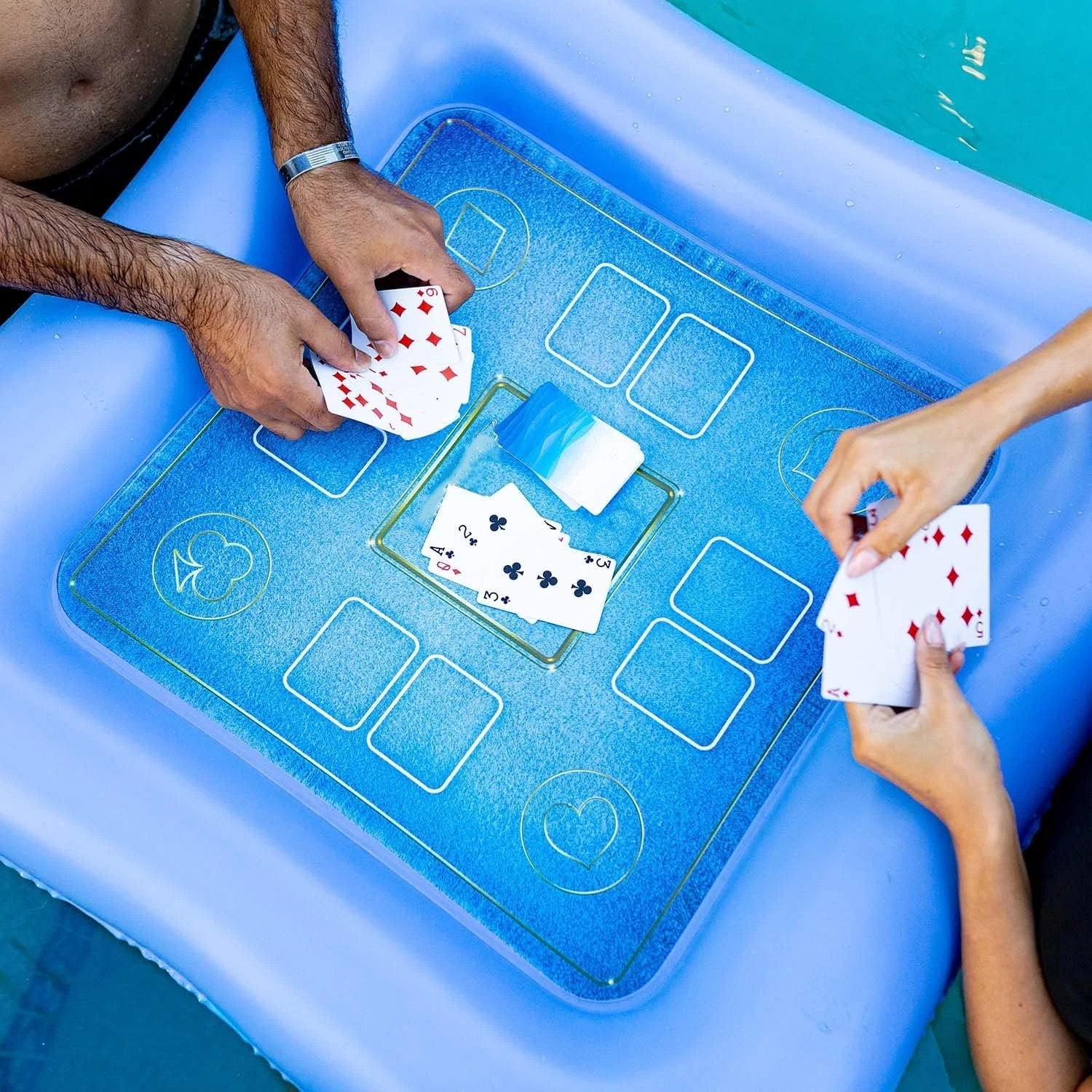 Hot Sale Funny Water Game Inflatable Mahjong Floating Pool Poker Table Lounge for swimming pool play cards with friends