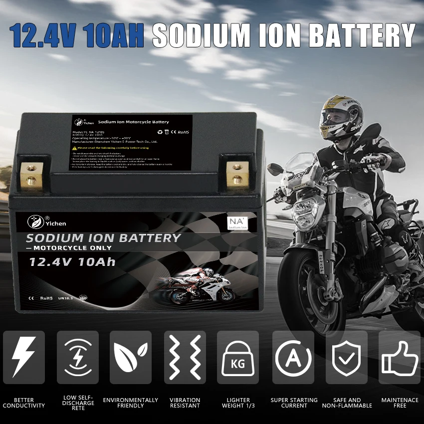 Powerful Large Discharge Current 12.4V Motorcycle Sodium Ion Battery 3000 Cycles 12V 10Ah Starting Battery