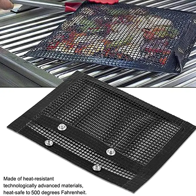 Reusable BBQ Grilling Bags non stick PTFE Mesh indoor outdoor bbq mesh  bag