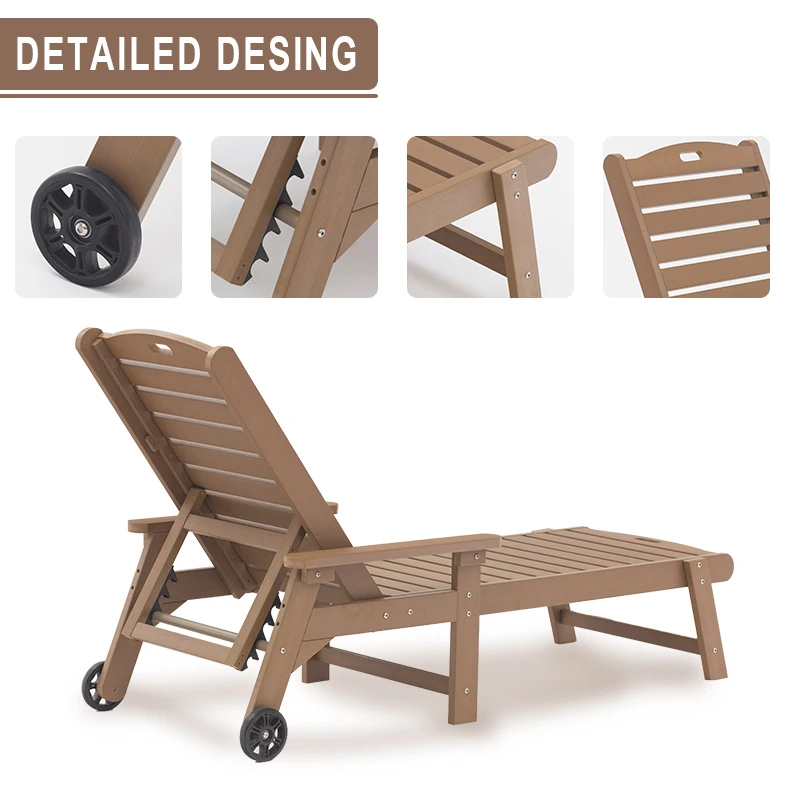 Plastic pool lounge chair with adjustable back outdoor day bed patio furniture sun loungers chaise Outdoor Balcony Lounge Chair