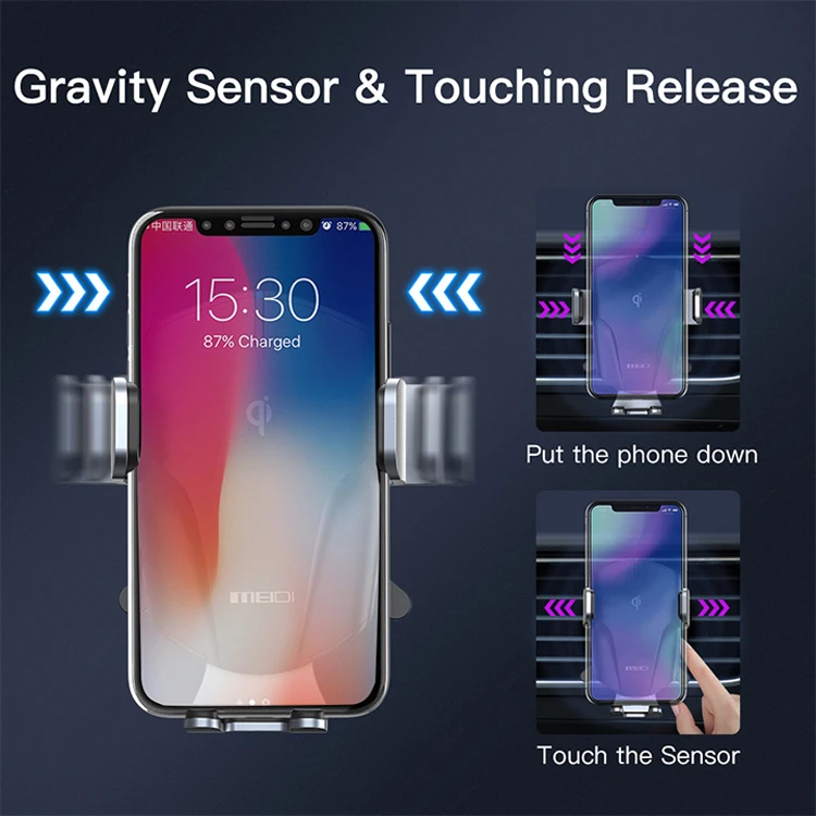 Volant Roc High Purchase Rate Smart Sensor Fast Wireless Charging Wireless Charger 2 in 1 Mobile Phone Mount Holder