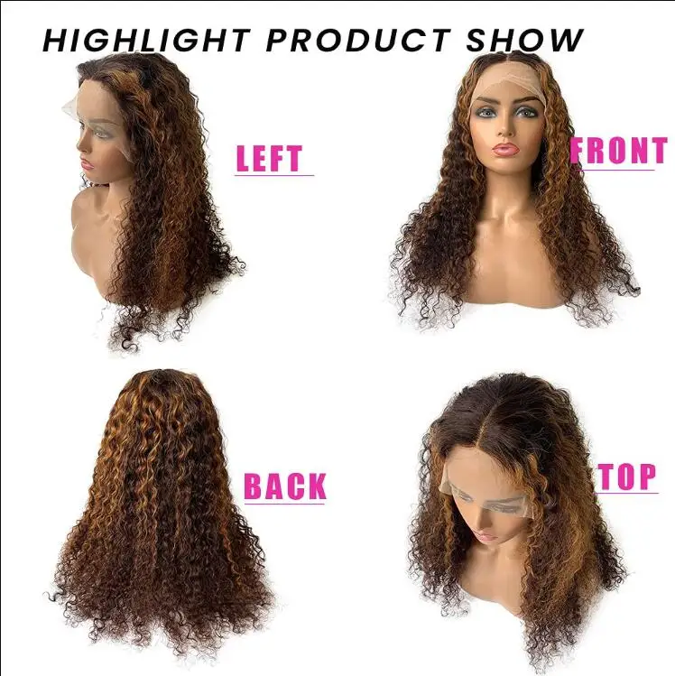 180 Density HD Transparent 13*6 loose deep Swiss Lace Frontal Wig Vendors Virgin Glueless Ombre Piano Color human hair Wigs