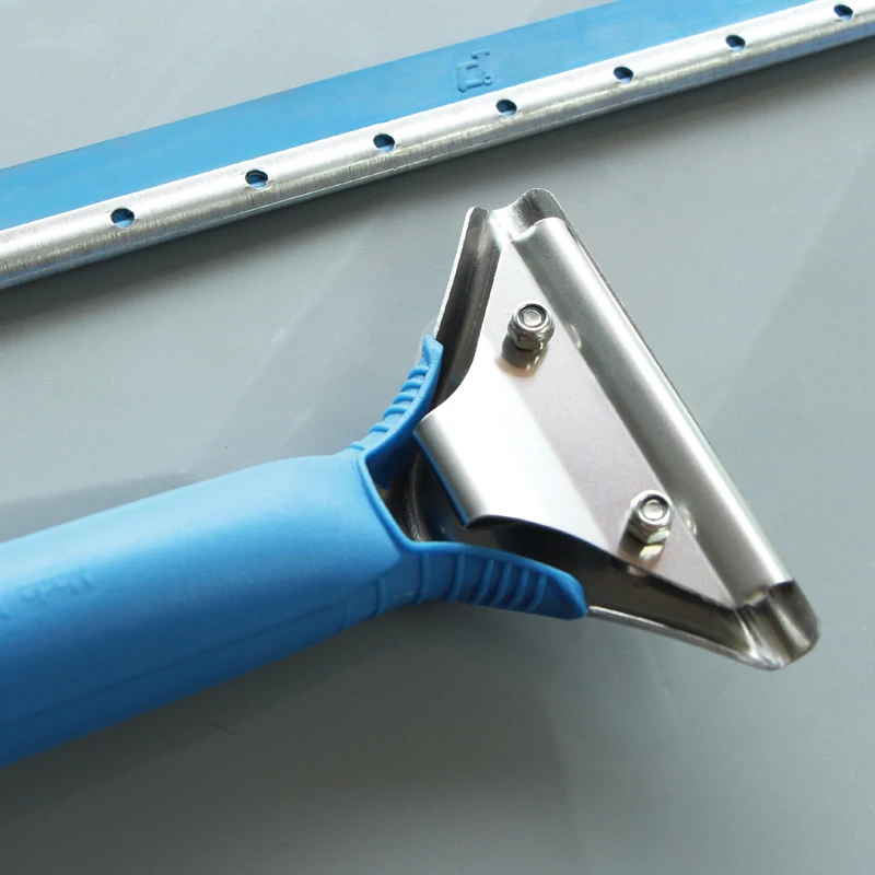 Premium commercial janitorial supplies 14 inch blue soft rubber trident window glass cleaning squeegee with long handle