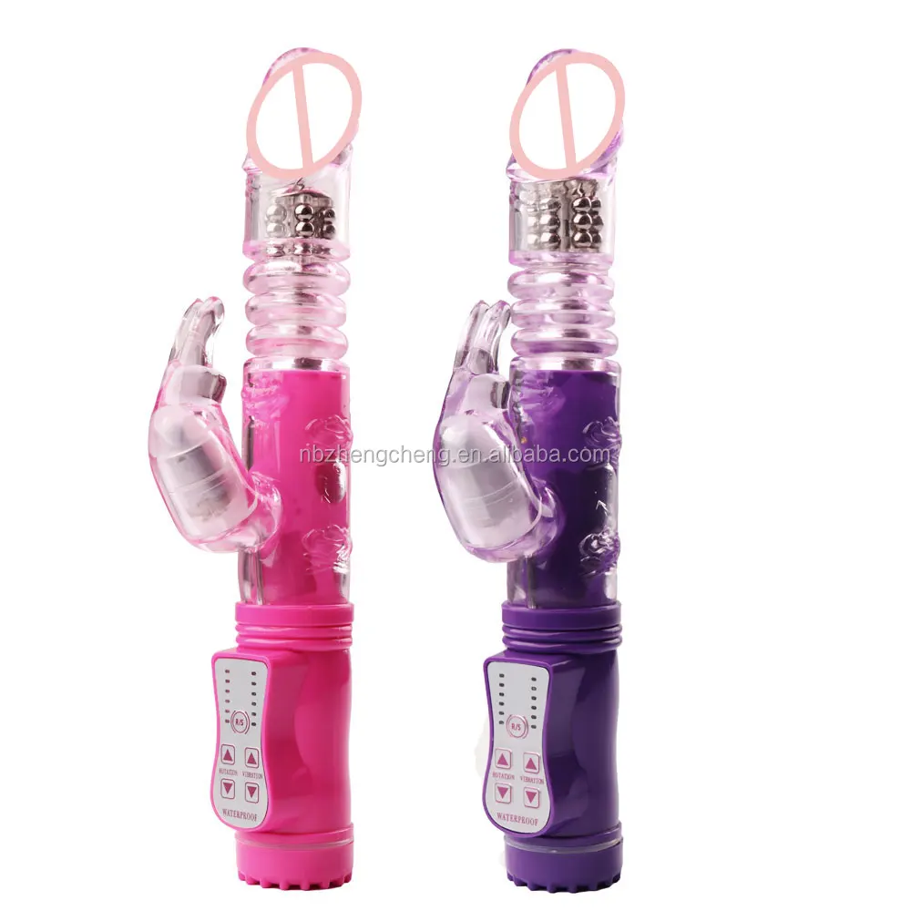 Women G Spot Massager Thrusting Realistic Rotating Head Sex Toy Rabbit Dildo Vibrator