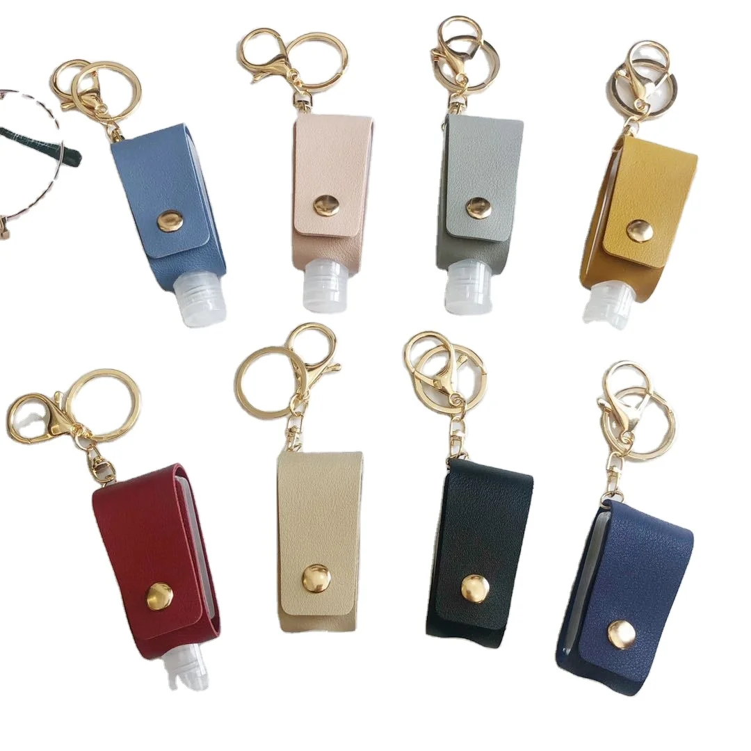 Xinxing New Empty sanitizer bottles  Keychain Holder Reusable Lotion Squeeze Tube Soap Containers Leather Pouches Accessories