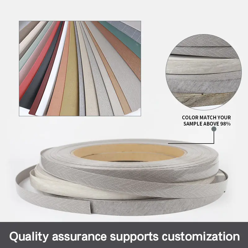 Customized Wood grain mattress high gloss pvc edge banding tape for furniture accessories plastic wood finish edge banding tape