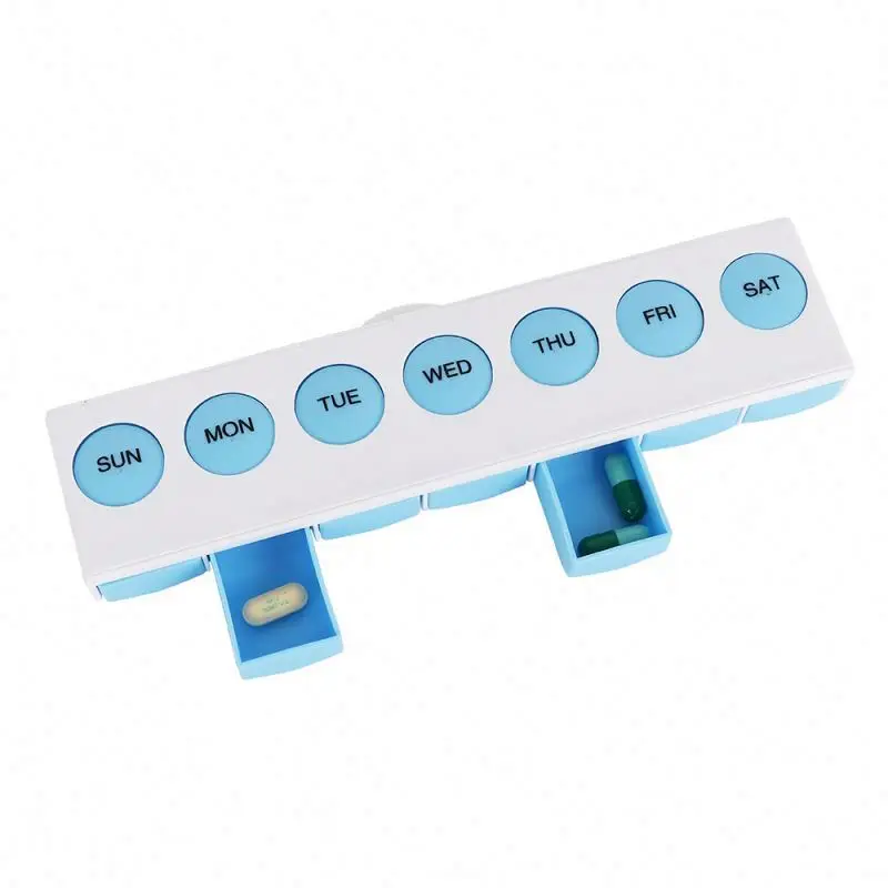 Weekly Pill Organizer, BPA Free Travel 7 Day Pill Box Case with Spring Open Design to Hold Vitamins, Cod Liver Oil, Supplements