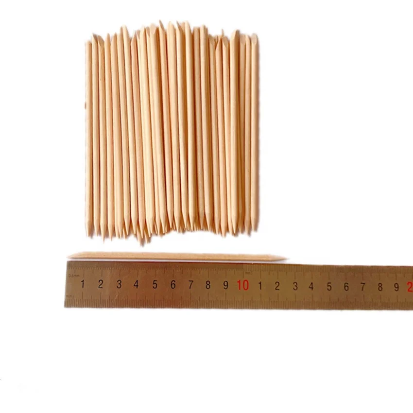 Палочка из оранжевого дерева 7,5 см с двойными концами, маникюрная палочка