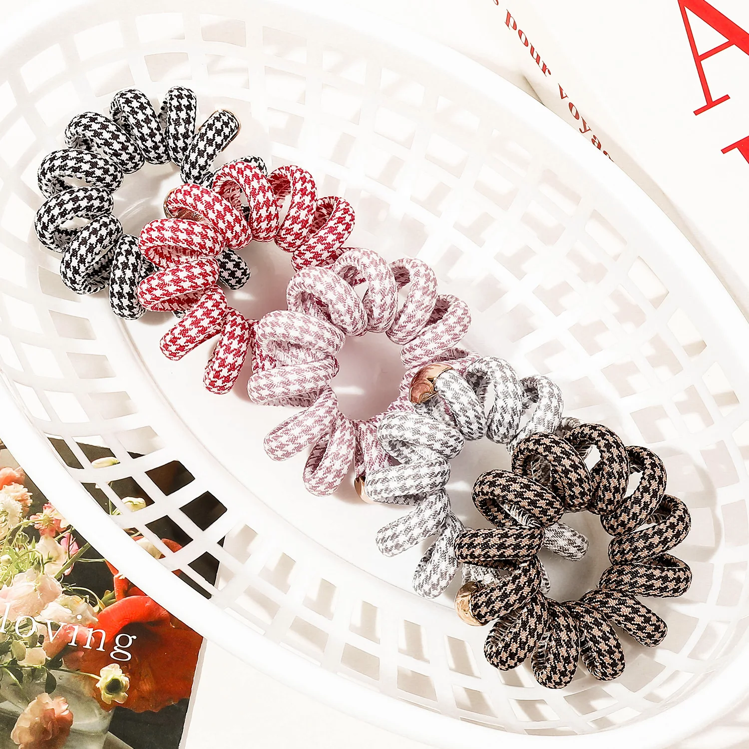 Fabric telephone cord hairband superior sense tie hair band head rope does not hurt the hair rope hair accessories