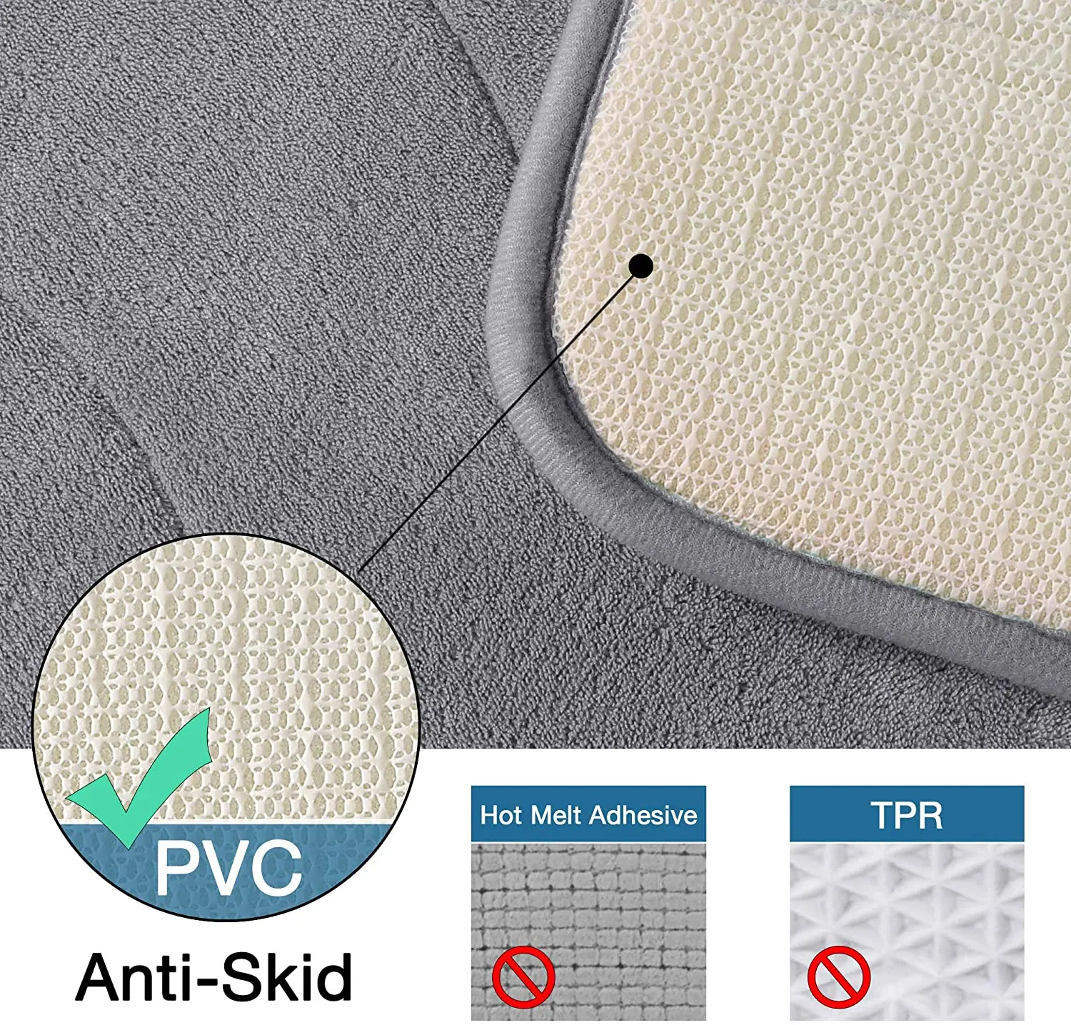 
Non Slip Bathroom Super Soft Microfiber Memory Foam Bath Mat 