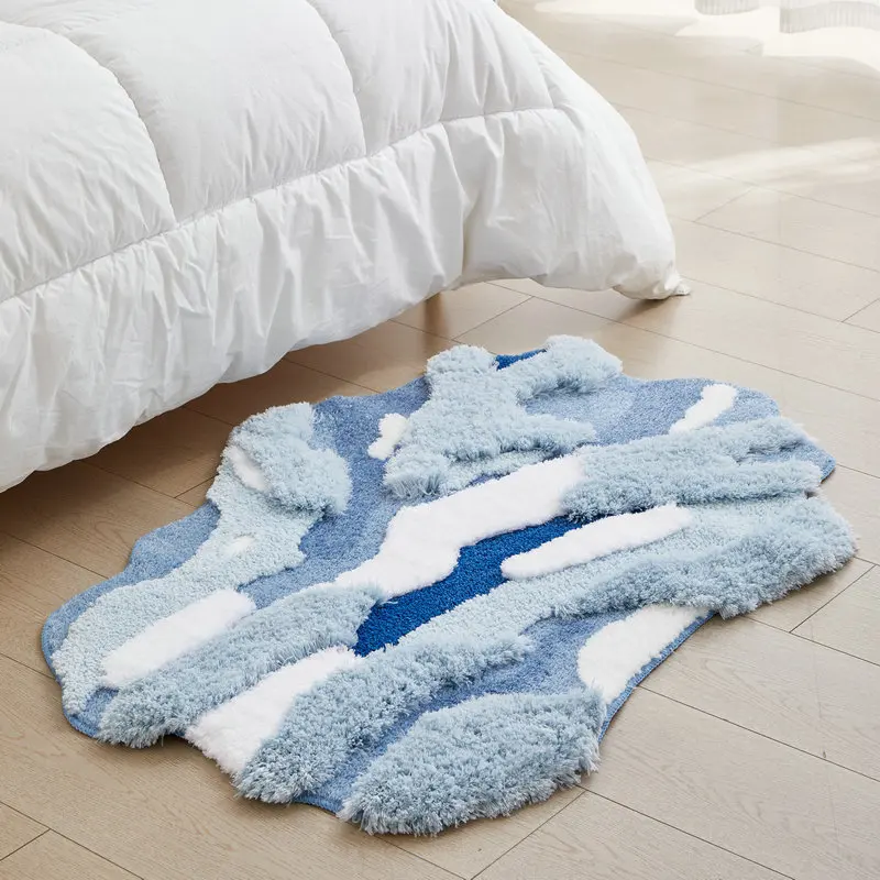 New Custom Plush Thickened Cream Wind Carpet Geometric Shapes Bedroom Carpet That Can Be Machine Washed For Home Use