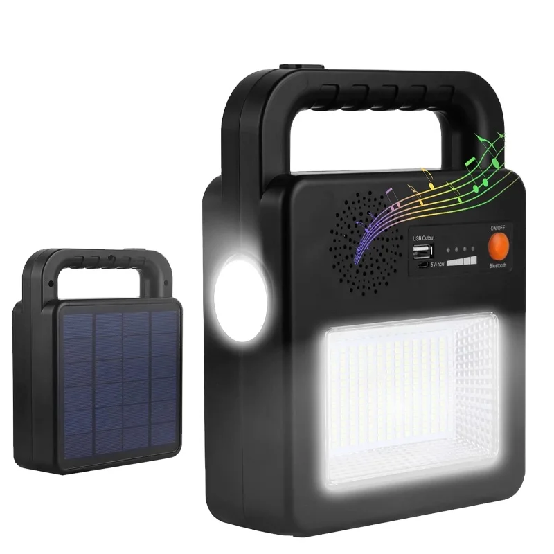 USB Rechargeable 6000mAh Power Bank 6000LM 5 Lights Modes Emergency Solar COB LED Camping Lantern with Speaker