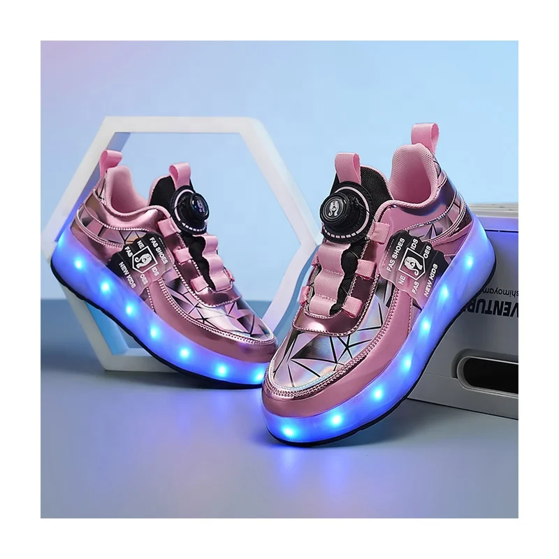 Wholesale Custom Roller Shoes Big Boy Girl LED Light up Fashion Wheels Sport Sneakers for Christmas Birthday Gift EU Size 39 40