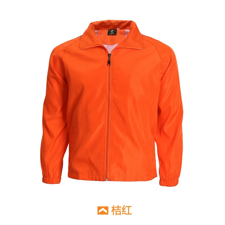 Custom logo advertising propaganda design sleeve stripes team work wind breaker express uniform unisex jacket coat