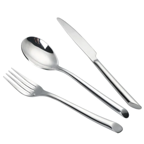 Wholesale restaurant silver cuberteria novel design dinner spoons forks and knives stainless steel cutlery