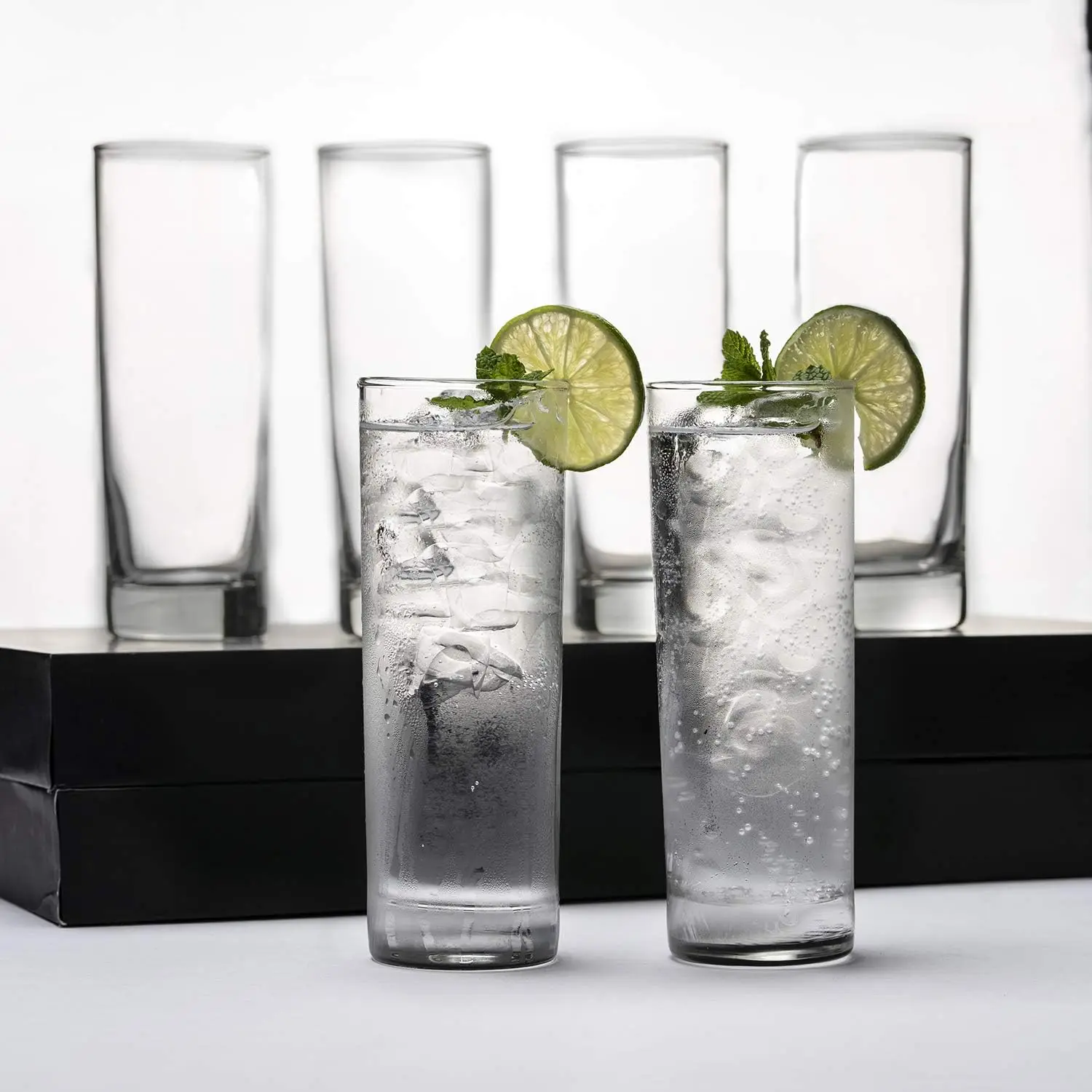 Custom Logo 7oz 8oz 9oz 10oz Highball Tall Glass Collins Whisky Cocktail Mojito Drinking Cup Stemless Wine Glasses Glass Tumbler