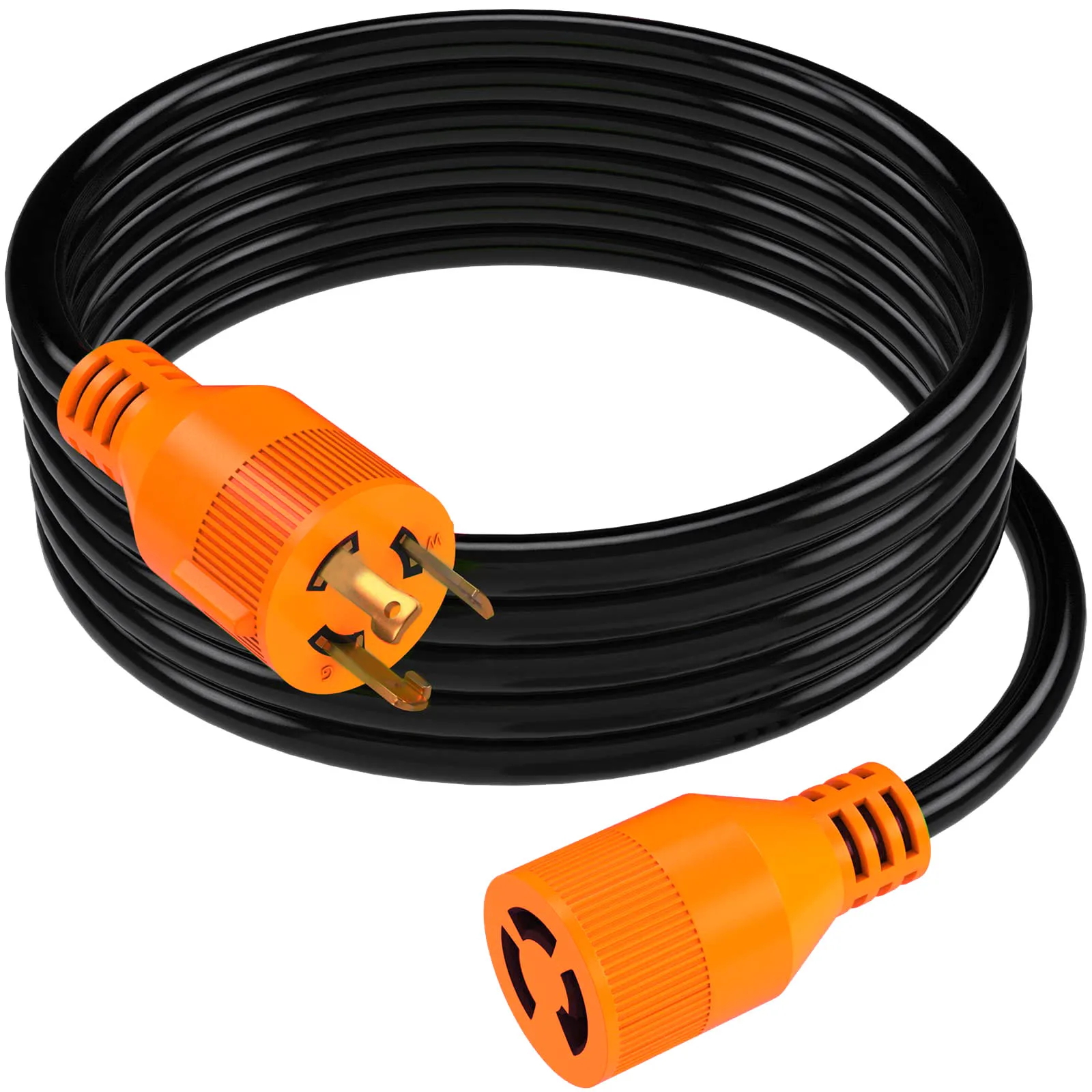 25 Feet 30 Amp Generator Cord 4 Prong  NEMA L5-30P/L5-30R 125/250V Up to 7500W 10 Gauge SJTW Generator Extension Cord ETL Listed