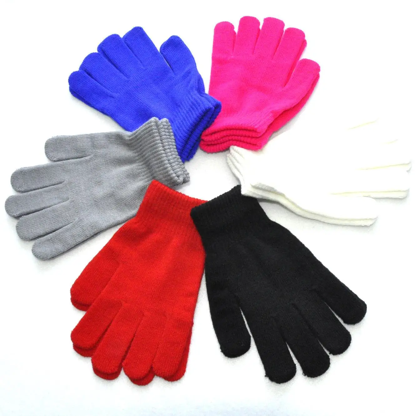 Women Winter Magic gloves Warm Full Fingers Gloves Soft Colorful Knitted Mittens For Adult
