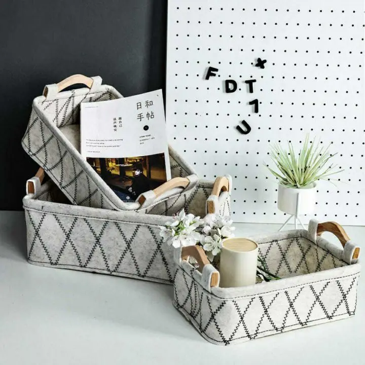 Wholesale High Quality Felt Portable Eco-friendly Felt Toys Laundry Box Felt Storage Baskets