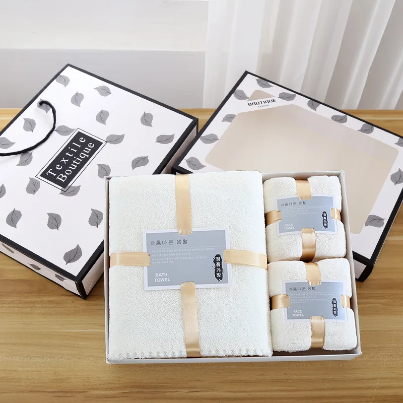 Coral fleece water absorbent towel set microfiber super soft 3 pieces towel set in gift box face/bath towel