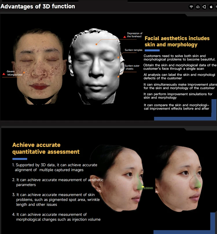 Hot Selling Full Face Derma Scanner 3D Professional Skin Analyzer Machine Skin Colour Detector