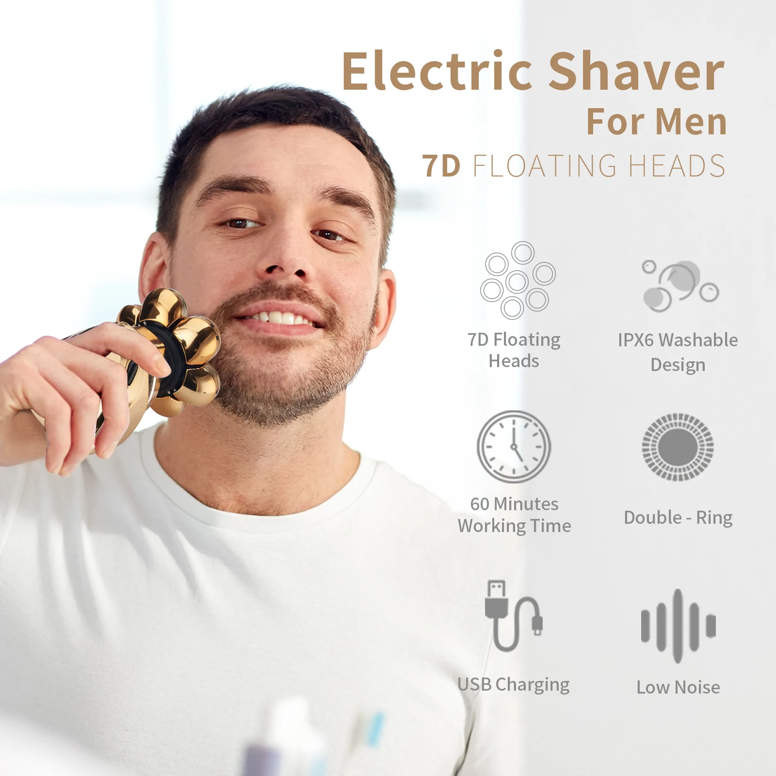 2021 NEW COMING 7D bald head shaver USB waterproof 7 shaver blades electric men shaver