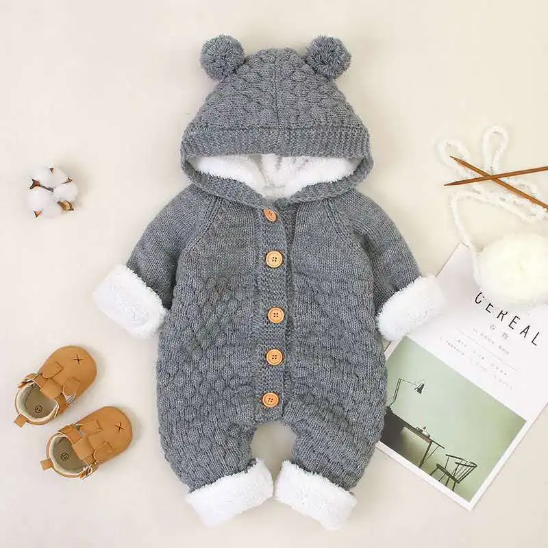 Baby Sweaters Kids Winter Boys Custom Logo Cotton Winter Clothes Plain Long Sleeves Knit baby rompers newborn jumpsuits rompers