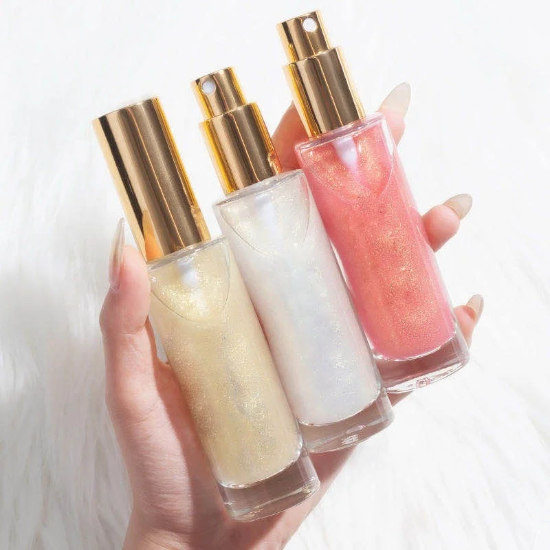 4 Colors no brand wholesale makeup body shimmer glitter highlighter spray