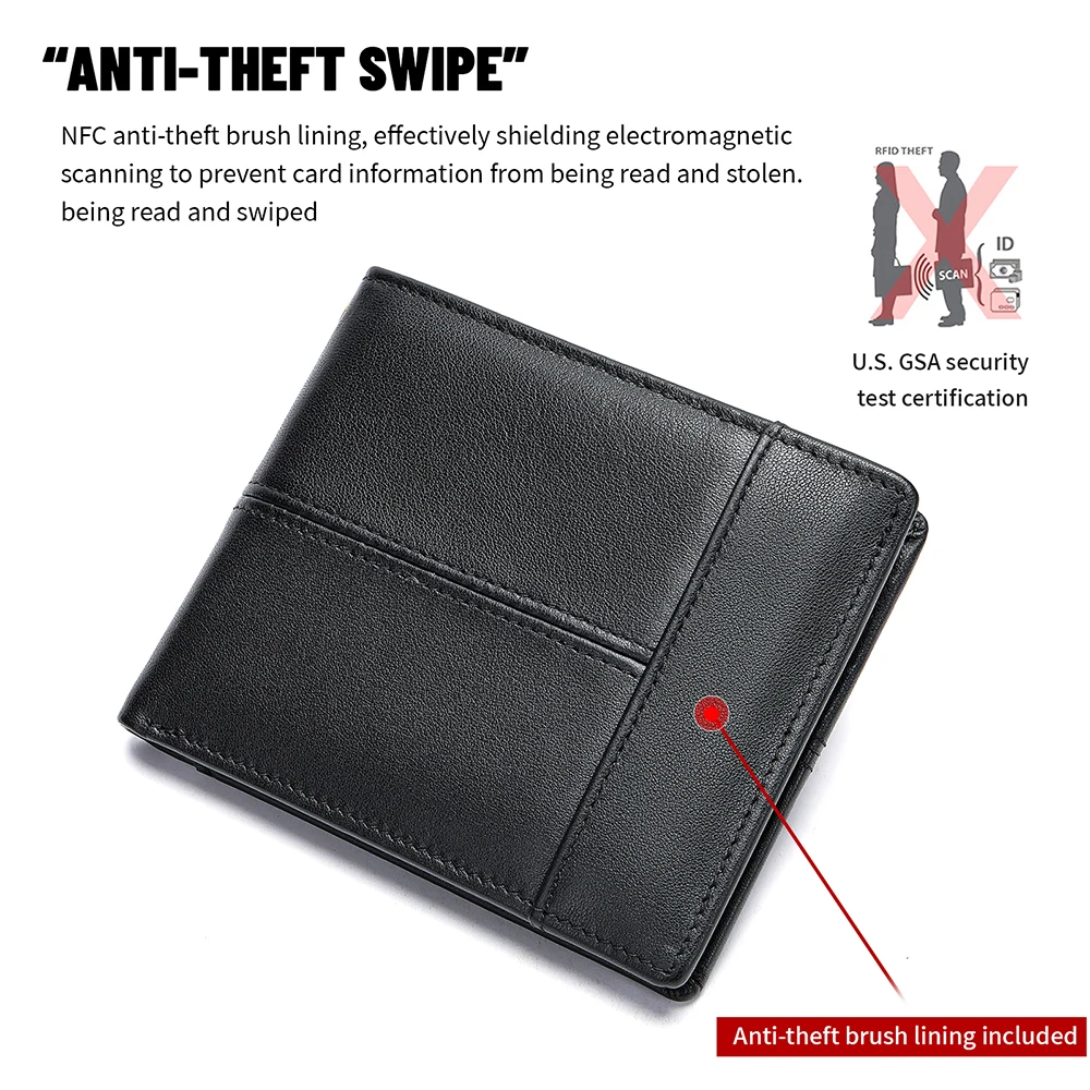 MARRANT Men Bifold Slim Wallets Card Holder Zipper Coin Purse billeteras para hombre Wallet Chain Men Genuine Leather Wallet