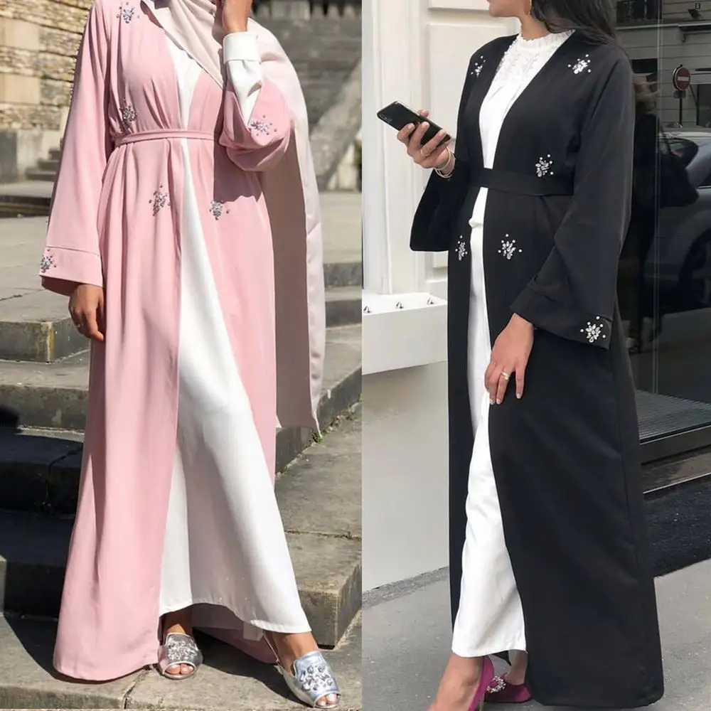 Wholesale Hot Sale Burqa Designs Fashion Ethnic Clothing Rhinestone Islamic Long Kaftan Abaya For Muslim Women